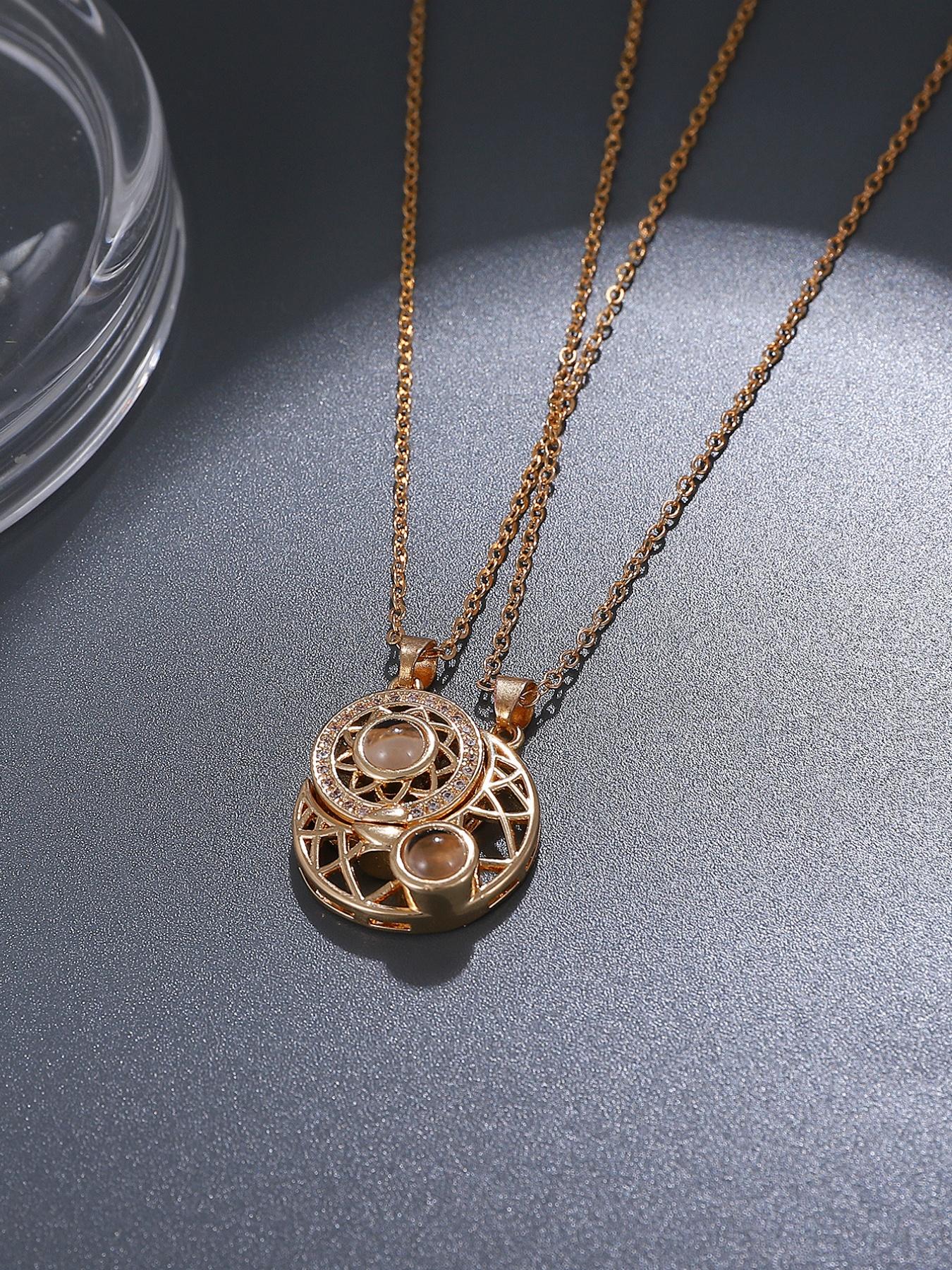 Trendy Couple Necklace Set, Fashionable Layered Necklaces, Yin Yang Design, Perfect Gift for Friends and Lovers, Elegant Lockbone Jewelry