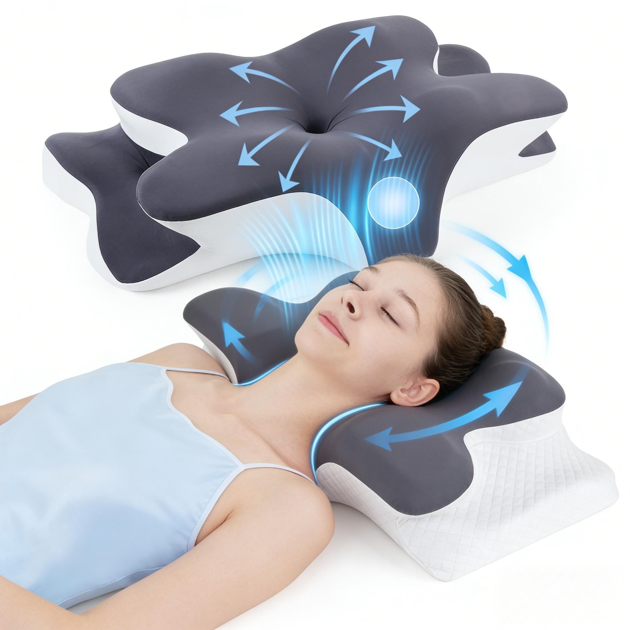 Orthopedic Neck Pillow for Pain Relief Cervical Support Memory Foam Contour Design Cooling Pillowcase Ideal for Side Stomach Back Sleepers
