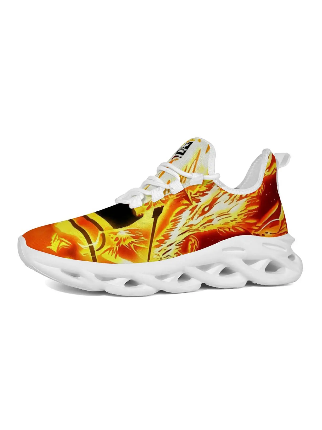 Men's Flame Phoenix Print Sports Casual Shoes, Traditional Streetwear Style, Lightweight Breathable Cushioned Sole, Trendy Skateboarding Footwear