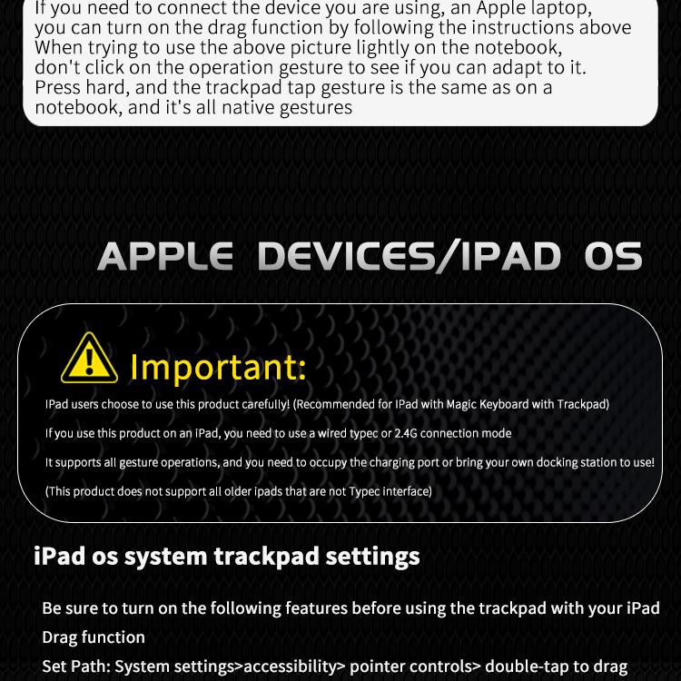 JOMAA Bluetooth Wireless+Wired Trackpad 2.4G Tri-Mode Touchpad Mouse Rechargeable High-Precision Touchpad for IOS Mac Windows