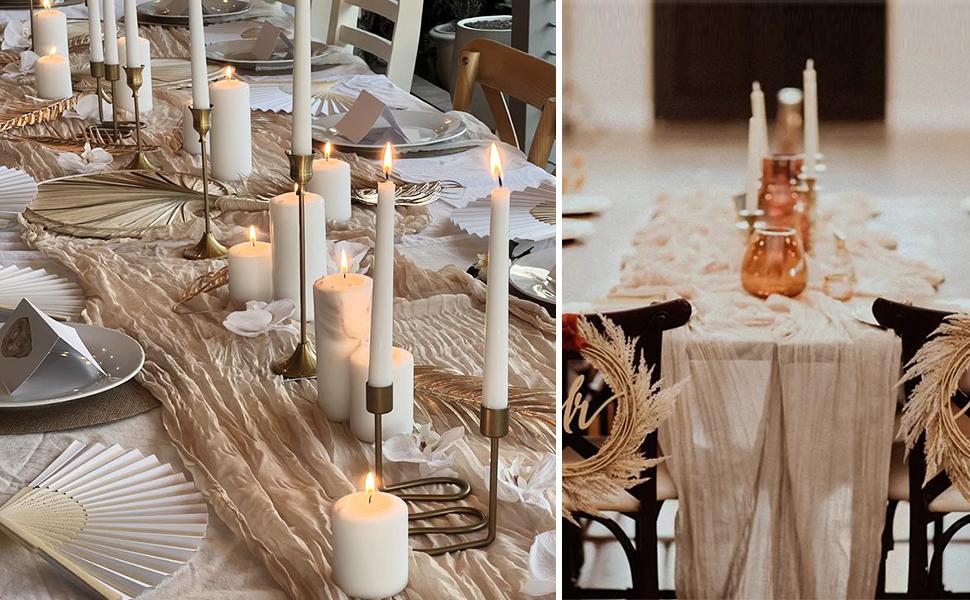 12 Pack Nude Cheesecloth 35x120 Inch, Boho Light Brown Cheese Cloth Long Tan Gauze Runner for Wedding Bridal Baby Shower Table