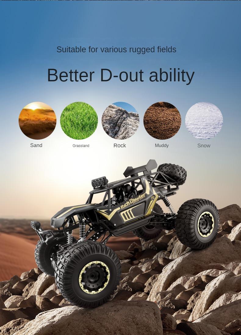 Oversized four-wheel drive alloy remote control car off-road vehicle climbing monster truck high-speed racing boy charging toy car