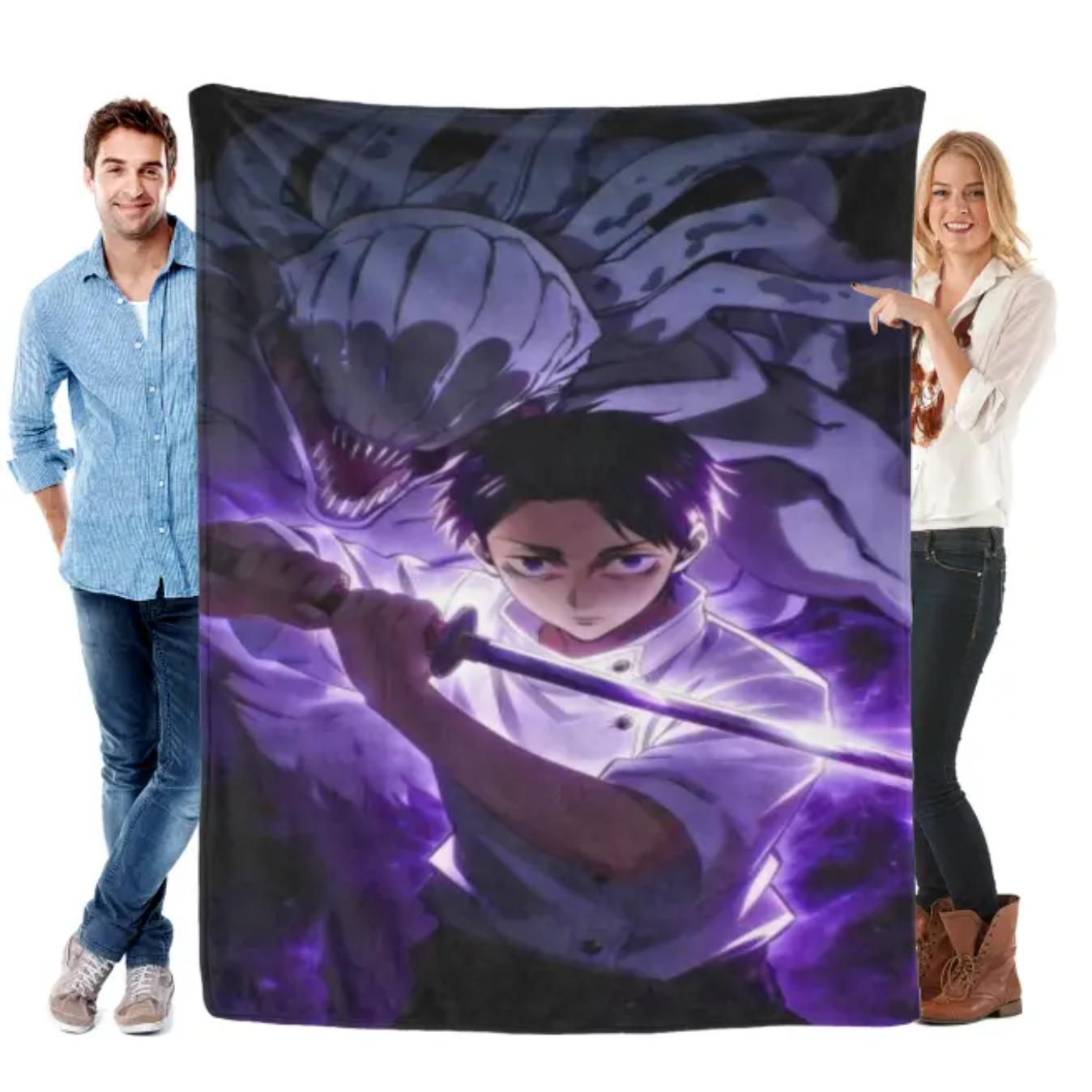 Jujutsu Kaisen Inspired Anime Blanket Featuring Gojo Satoru Toji Fushiguro Yuji Itadori Yuta Okkotsu Ultra Soft Flannel Throw Blanket Cozy Lightweight for Sofa Bed Couch Travel All Season Gift for Anime Fans Birthday Christmas