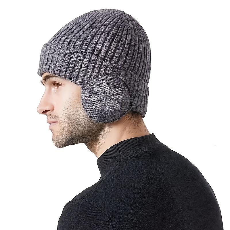 2-Pack Autumn Winter Maple Leaf Knit Beanie Ear Protection Thermal Slouchy Skull Cap Windproof Outdoor Skiing Hiking Hat for Men Women tiktokshopbacktoschool
