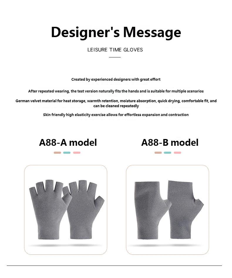 De Rong Half Palm Gloves, Fall Winter Thin Warm Gloves, Unisex Elastic Driving Typing Touch Screen, Student Learning Gloves