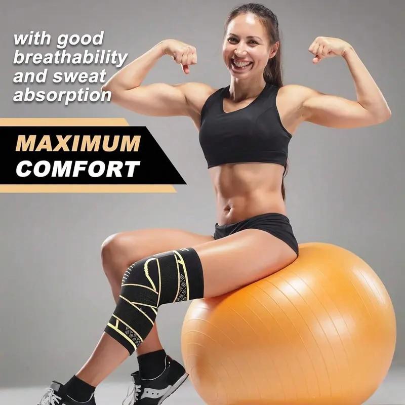Copper Knee Brace with Strap, Compression Sleeve for Knee Support & Stability, Modern Design Durable Nylon-Blend Knee Compression Wrap, Sports Knee Brace, Knee Supporter, Patellar Knee Brace, Knee Saver, Knee Wraps, Knee Stabilizer, Knee Brace Stabilizers