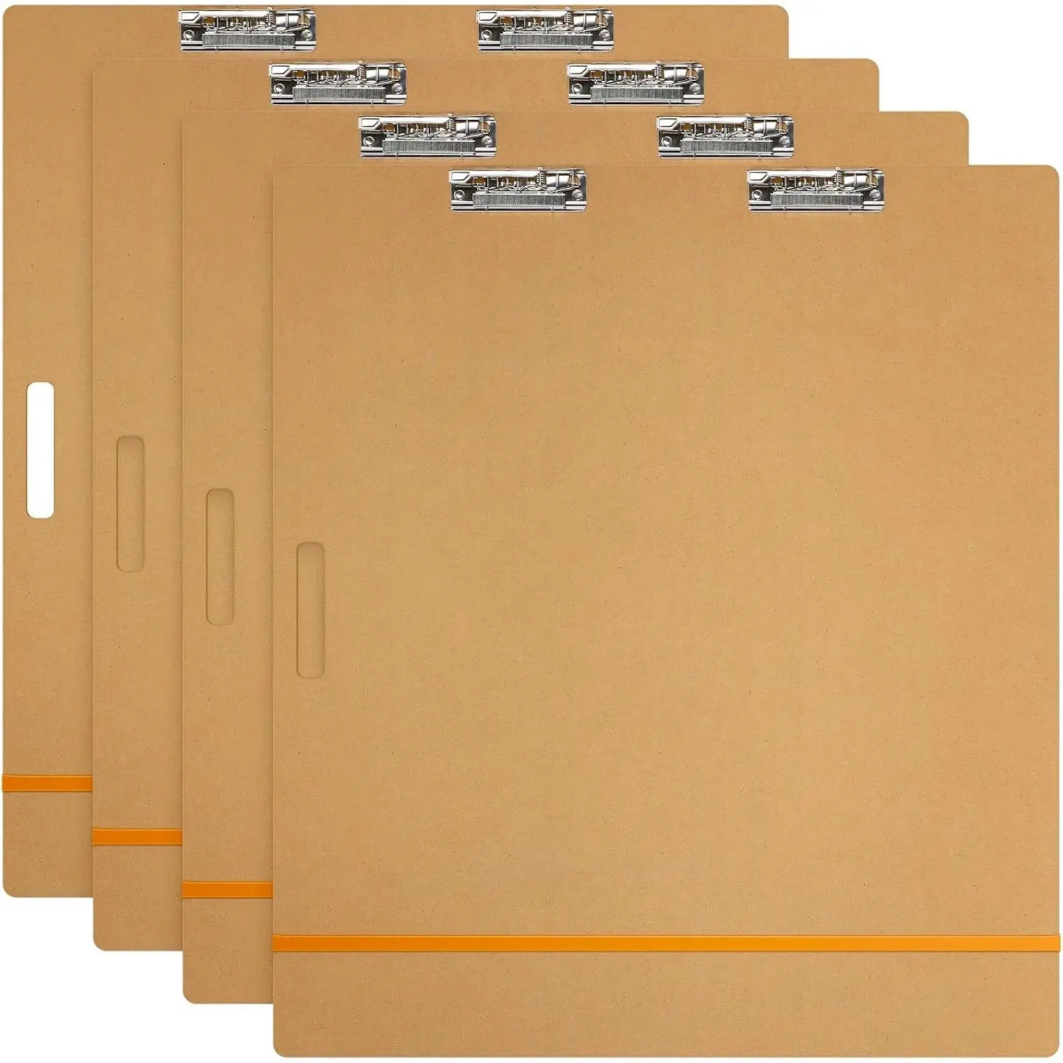4 Pcs Artist Sketch Tote Board with Clips Handle Rubber Band, 5 mm Thickness Drawing Painting Clipboards Large Portable Lightweight Brown Pad for Class Artists Student (23 x 26 Inch)