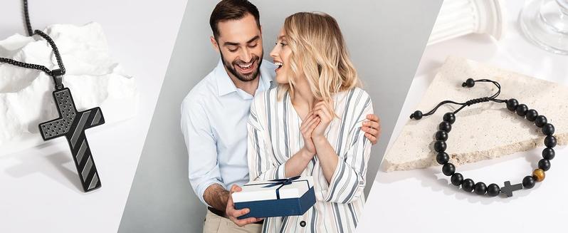 Men's Cross Necklace: Bible Verse & American  Flag Pendant | Stainless Steel Patriotic Faith Chain - Bold Gift for Him men boy black tone Strength Inspiration