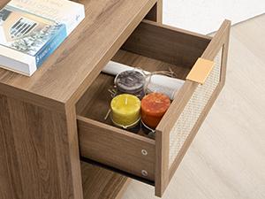 SICOTAS Classic Rattan Nightstands - Unique Farmhouse Style Bedside Table with Drawer and Open Shelf, Durable Engineered Wood Construction, Versatile Side Table for Living Room and Bedroom, Easy to Assemble, Modern Home Decor