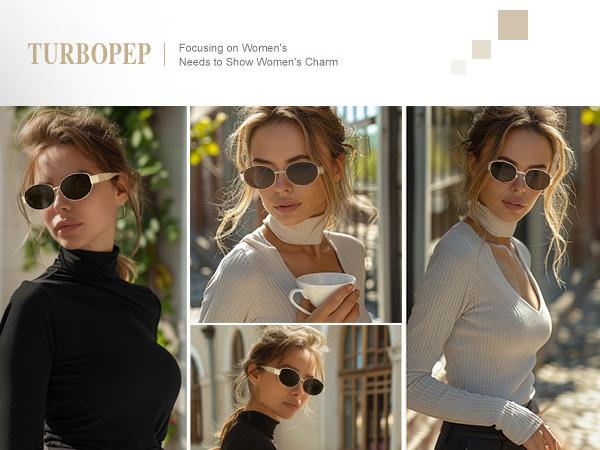 TURBOPEP Fashion Retro Oval Sunglasses for Women & Men Vintage Classic Shades Rectangle Metal Frame Shades UV400 Retro Protection 1 Pair Unique style Full Rim Sunglasses for EverydayUse Springtok