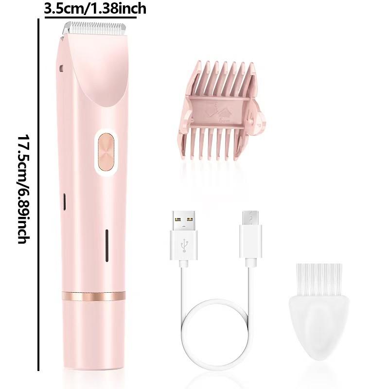 2-in-1 Bikini Trimmer for Women, Cordless Charging Trimmer, Wireless Hair Trimmer, Electric Shaver and Razor Rechargeable Body and Facial Epilator, Dual Heads for Painless Trimming of Pubic Hair and Legs, IPX7 Waterproof, Christmas Gift New Year Gift