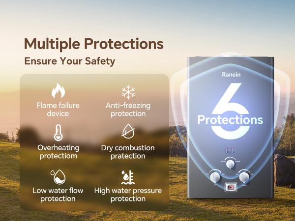 Ranein 12L Tankless Water Heater, Propane Gas, Outdoor Up to 3.18 GPM, 68,000 BTU On-Demand Instant Hot Water Heater