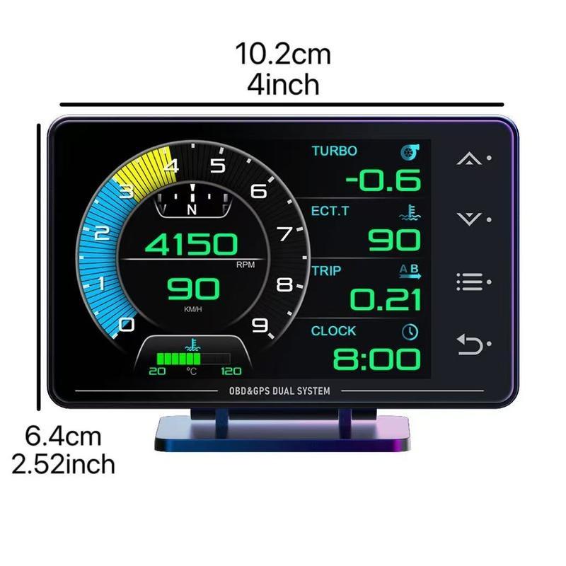 XS LCD Head-Up Display, GPS + Obd2 Scanner Car Diagnostic Tool, Multi-Function Hud Monitor, Angle Gauge, Pulse Meter, Speedometer, Car Display Screen