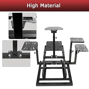 Supllueer Racing Flight Simulator Cockpit Adjustable Fit for Thrustmaster Hotas Warthog T300 Logitech X52 PRO G920 G923 Fanatec Racing Wheel Stand Without Seat Wheel Pedal Throttle Joystick Keyboard