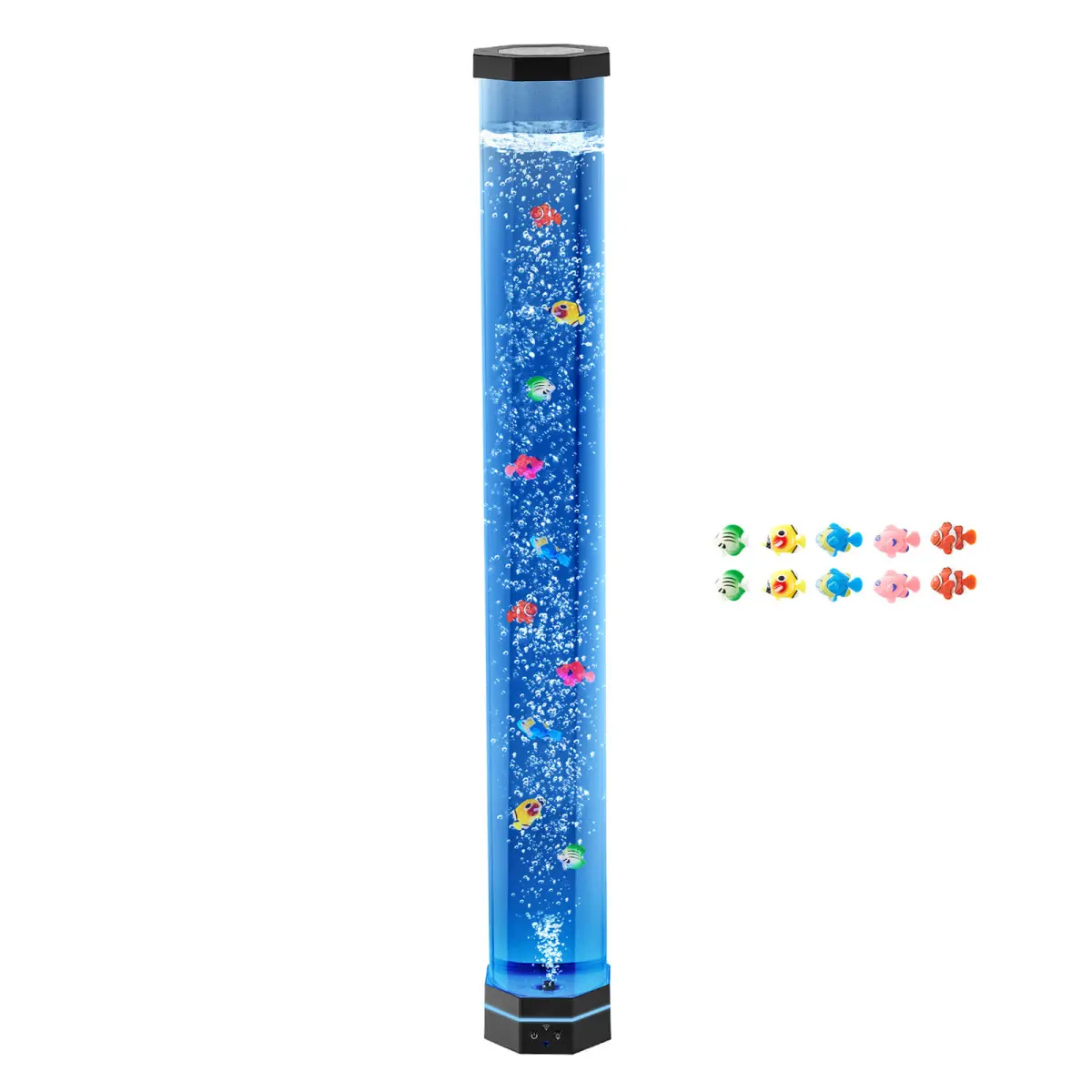 Sensory Bubble Tube Lamp, 3.3 ft Bubble Fish Tube, Sensory Aquarium Lamp with 10 Floating Fish & 16 Color Effects, Remote Control, Stress Relief Calming Light for Bedroom Living Room Home Decor