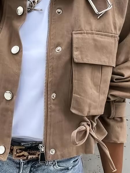 New Trendy Utility Style Casual Women's Jacket Coat, Fashionable Workwear Outerwear, Comfortable Ladies' Clothing for Daily Wear, Everyday