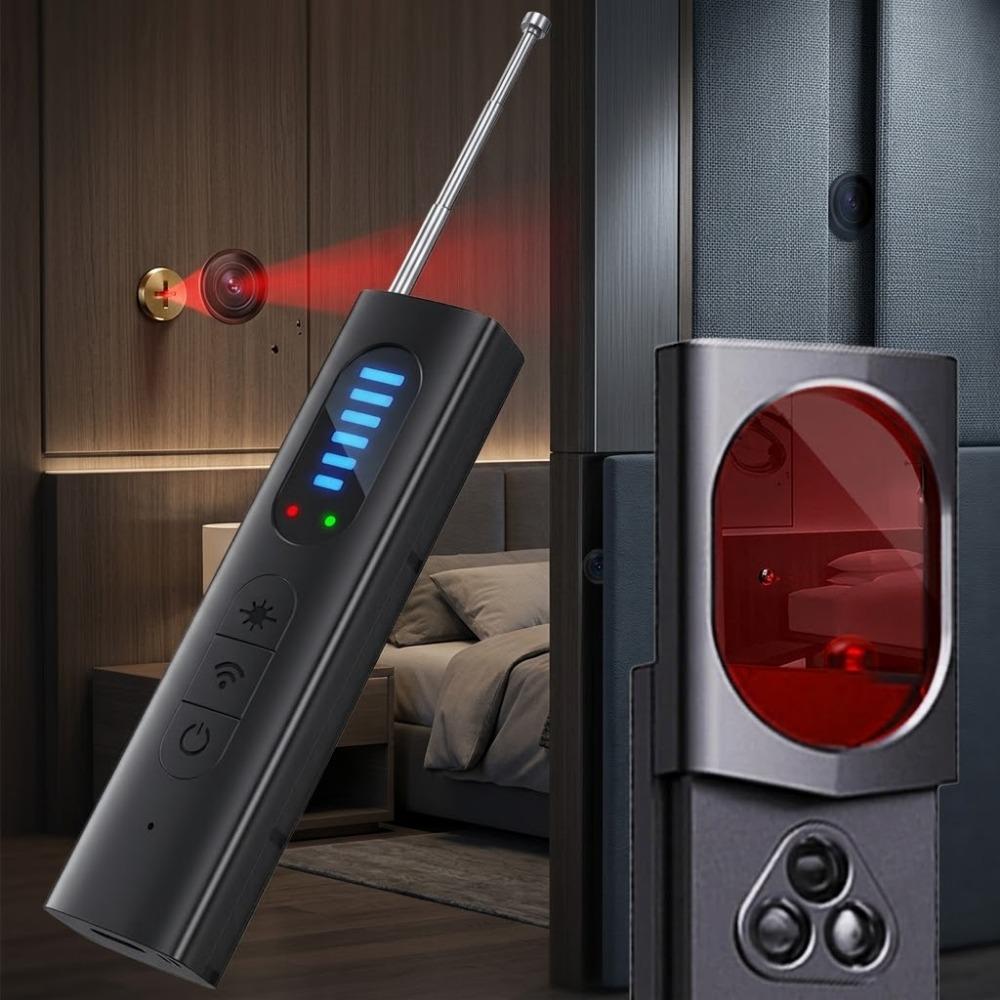 Portable Anti Spy Detector: Full-Band Wireless Signal Alarm, GPS Tracker Detector, RF Scanner, Hidden Camera Finder. Compact & Multi-Functional for Office, Car, Home Security. Professional-Grade Bug Sweeper.