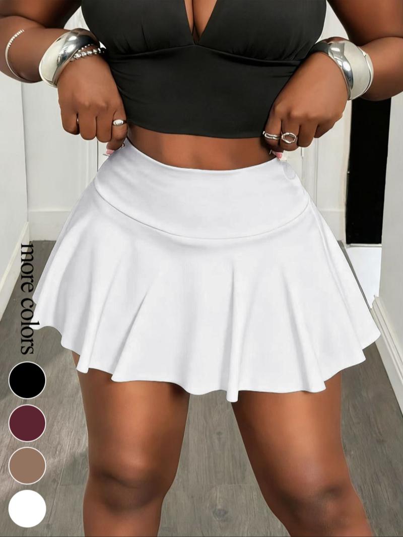 SXY women's black solid color high waist ruffle skirt short skirt, comfortable and fashionable, very suitable for daily wear, outdoor activities, club parties, night out, all-match clothing