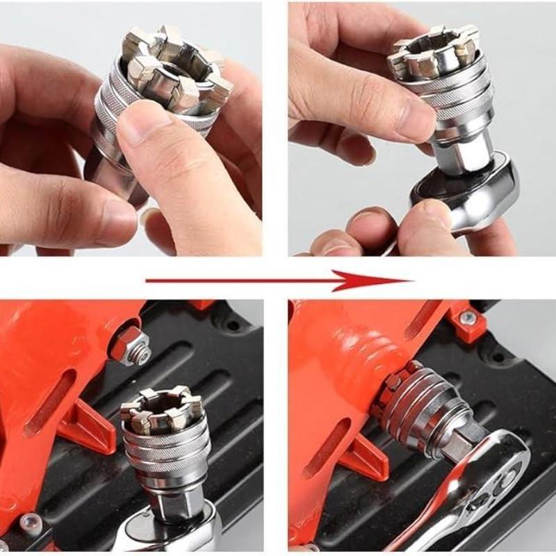 Multi-Function Universal Socket Wrench Tool, Adjustable Universal Socket Wrench, Ratchet Torque Wrench, Power Drill Accessory, Hex Bit Socket