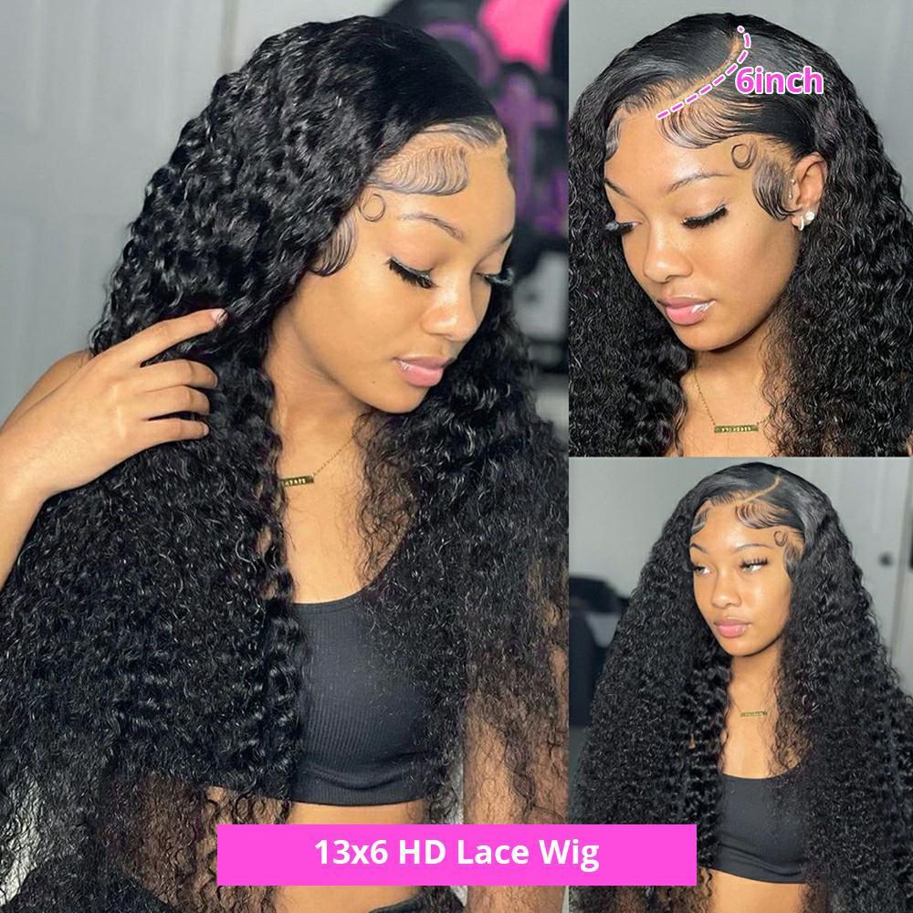 [Clearance Sale] Bling Hair 13x4 13x6 HD Lace Wig Water Wave Human Hair Lace Frontal Wigs HD Lace Human Hair Wigs 180 Density PrePlucked Brazilian Deep Wave Lace Frontal Wig 14-40 inch Plucked & Bleached Human Hair Lace Wig For Women Outdoorfun Deals Now