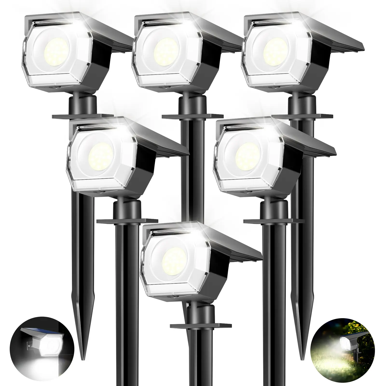 6 Pack Solar Lights Outdoor, Solar Powered Spot Uplights Waterproof with 3 Modes 2-in-1 Auto On/Off Solar Spotlights Landscape Lighting Outside for Tree Plants Yard Garden Pathway