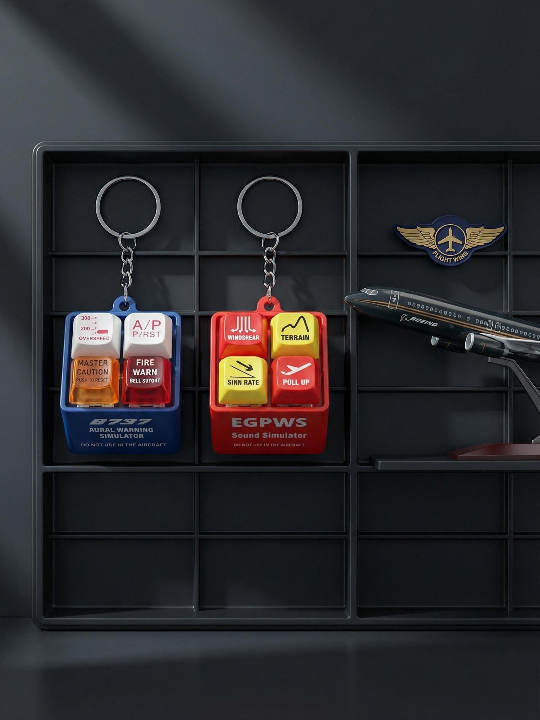 1pc Pilot Alert Keychain, Crew Safety Pendant, Aviation Sound Simulator, LED Warning Light, for Backpack, Wallet, Travel Gear, Gift