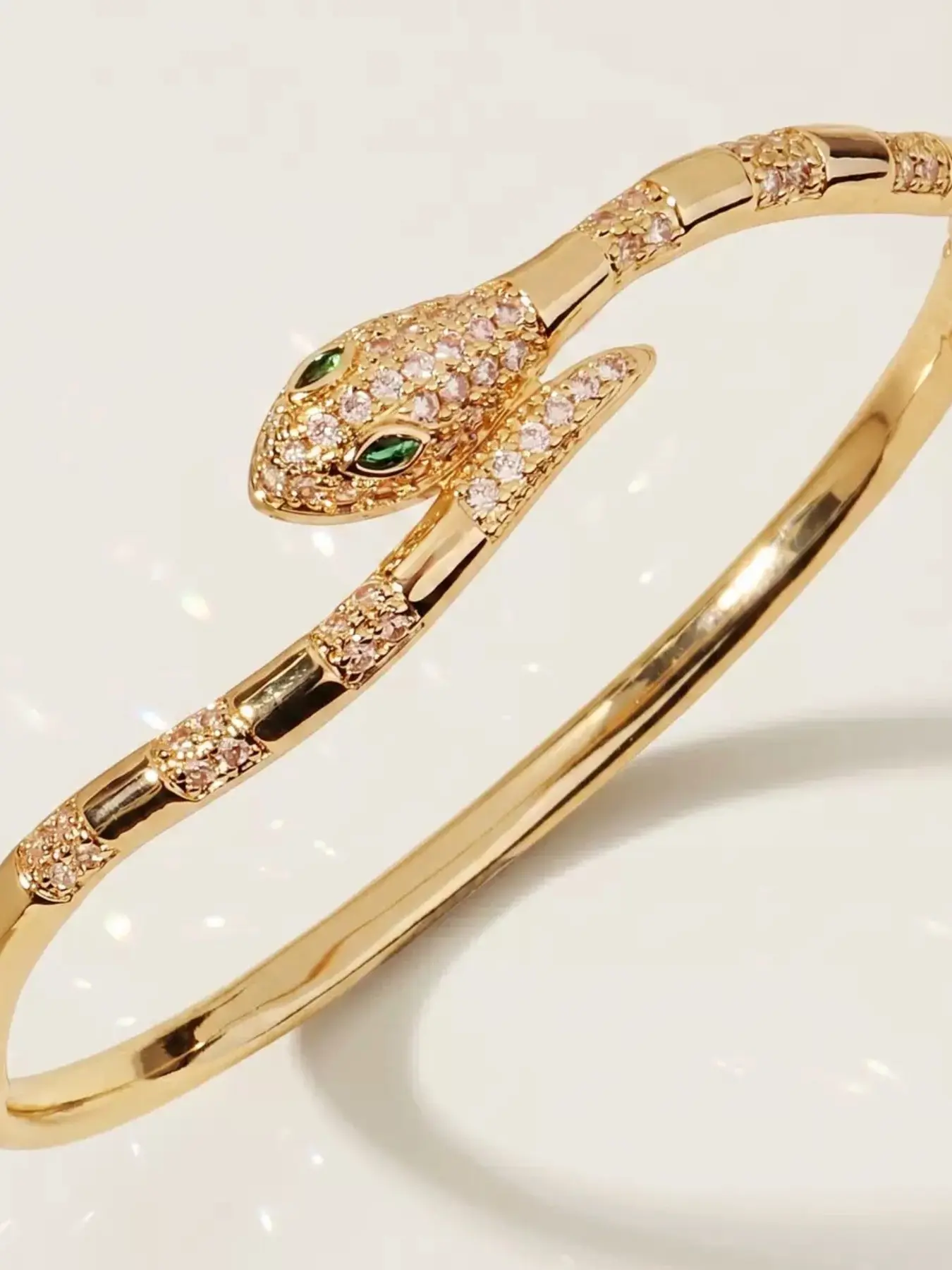 Elegant Snake Design Bracelet, Eye Zirconia, Lightweight Luxury Women's Accessory, Versatile Retro Jewelry, All-Season Casual Style
