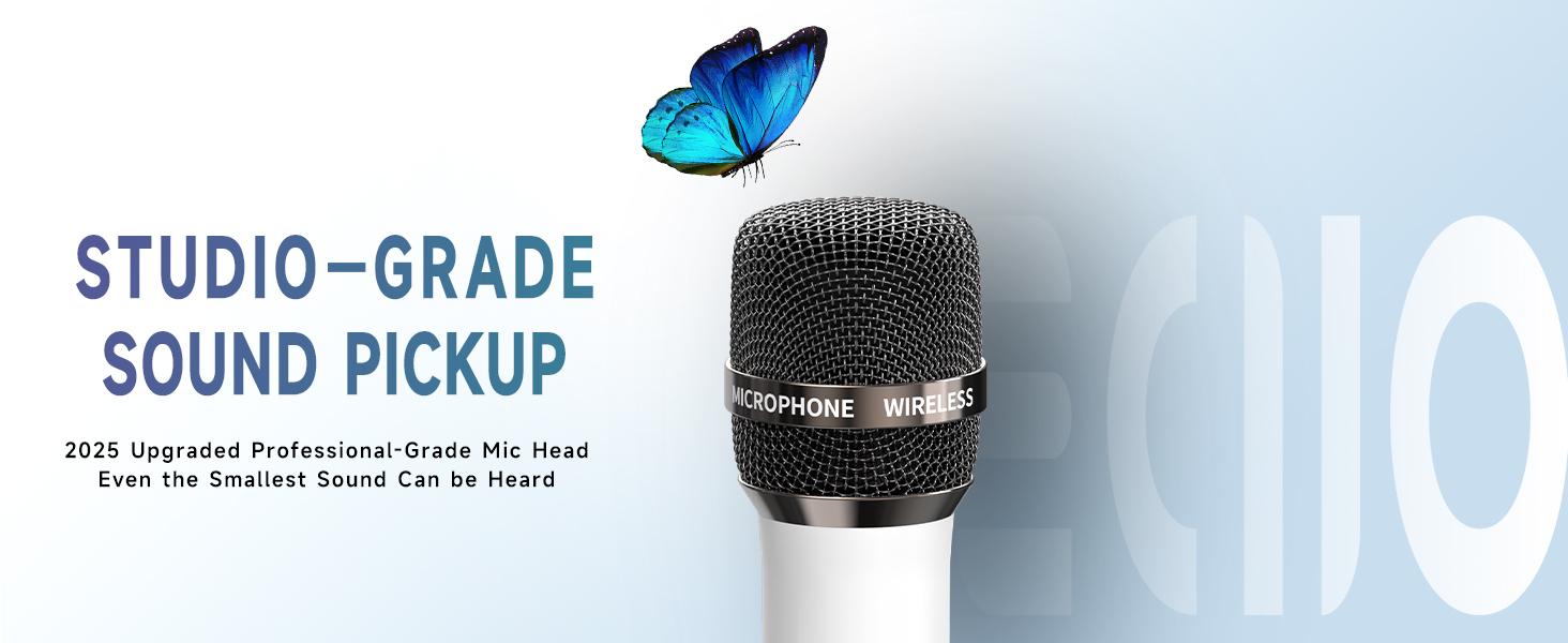 Wireless Microphones, Micorphone with One-to-One Chip Connection and LED Lights, 40H Duration, 200FT Range Receiving, Volume Control Karaoke Micorphone for Singing, Speech, Home Party, YouTube/Tiktok