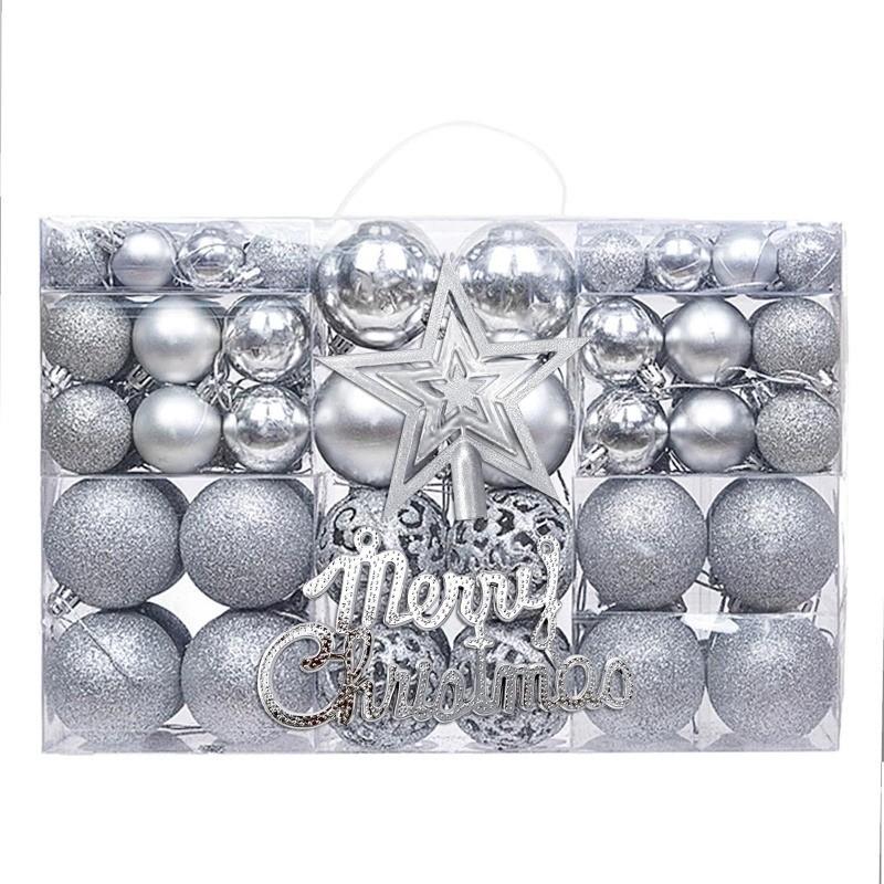 102pcs/Set Christmas Ball Ornaments Storage Box Set Baubles Classic Traditional Luxury Glam Aesthetic Shatterproof Shiny Matte Glittery Red Silver Gold Blue Green Star Topper Home Tree Decor Christmas Decorations