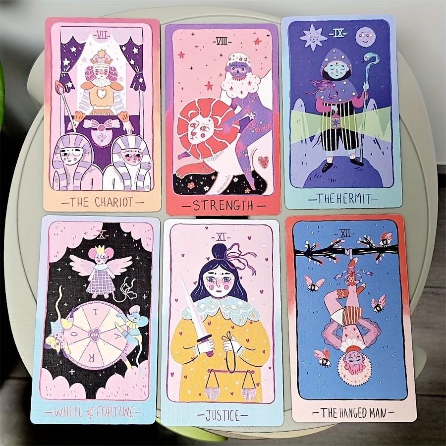 Pastel Soft Fantasy Prism Magic Tarot Deck, 78 Cards, and Sky Blue, Portable Fortune Telling Game, Ideal Gift for Holidays, Halloween, Thanksgiving, Beginner-Friendly