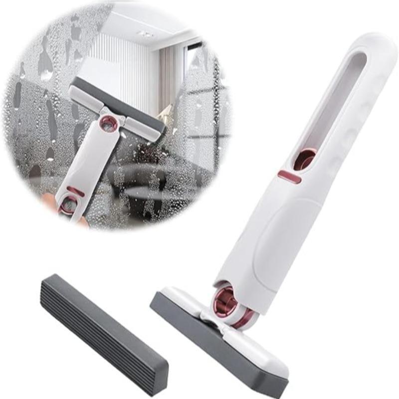 Mini Cleaning Mop Set, 3-Piece Sponge Mop, Dry Wet Dual Use, 2 Sponge Heads, 1 Squeeze Handle, Ideal for Bathroom, Kitchen, Car