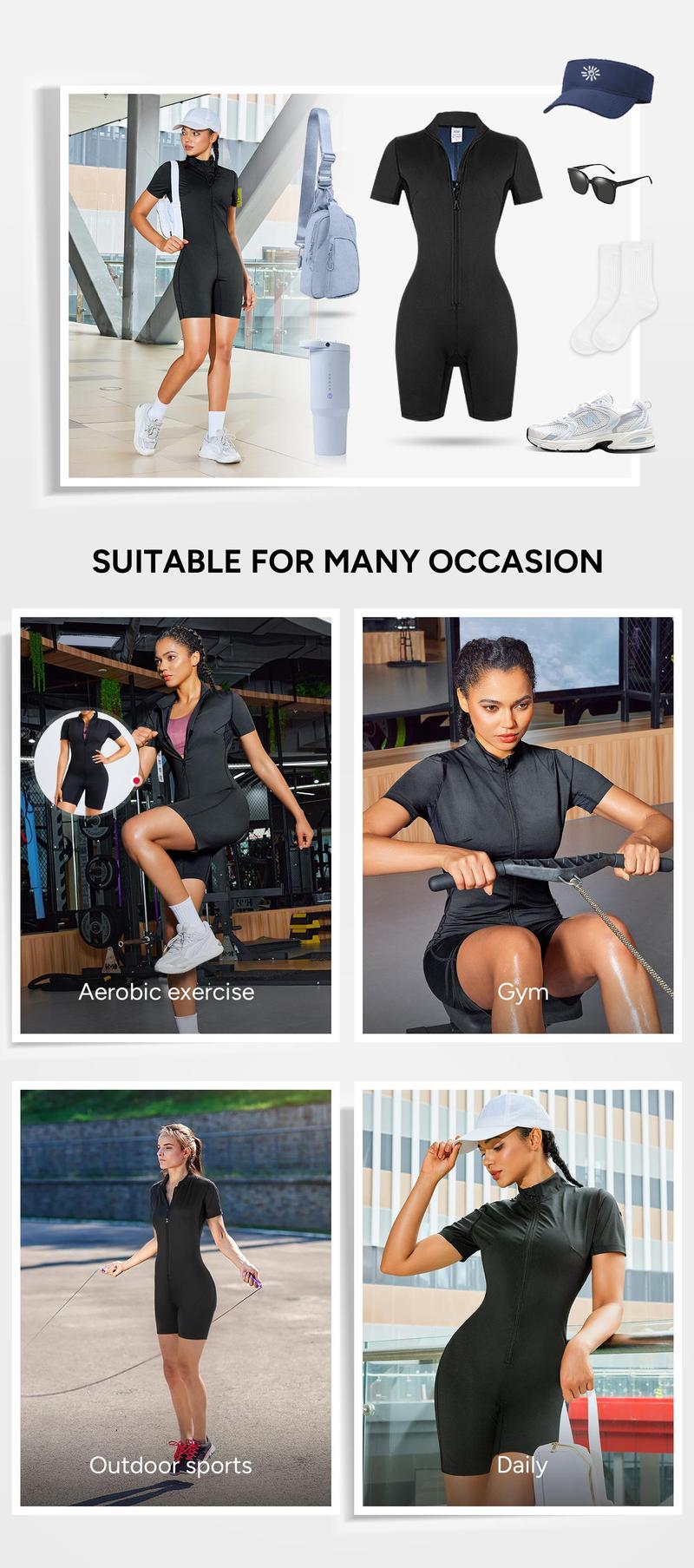 Nebility Sauna Suit for Women Sweat Vest Waist Trainer 3 in 1 Full Body Shaper Workout Jumpsuit Sauna Wear Sports Slim Fit Athletic Training Apparel Gym Clothes Sauna Suit Set Gym Top Sports Slim Fit