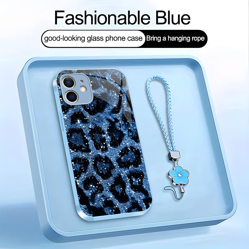 Suitable for [iPhone 12 Mini] high-end women's phone case，a beautiful four-leaf clover lanyard is included🥰,simple yet sophisticated leopard print design, affordable price, available in multiple colors YM99