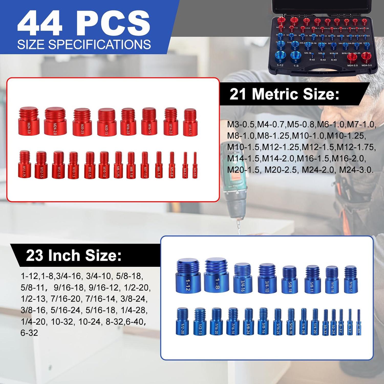 44pcs Thread Checker Set, Independent Packaging, Ideal for Complex & Narrow Spaces, DIY Measurement Tool Kit, Hardware