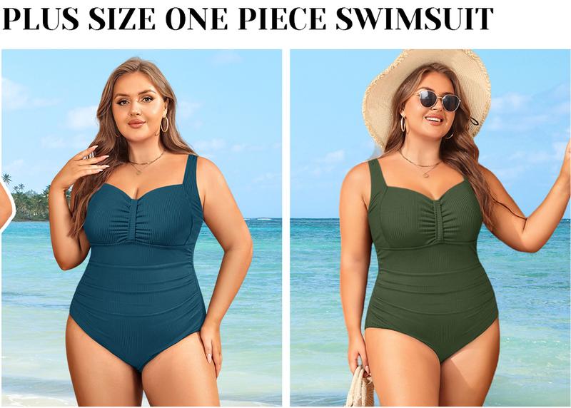 Aqua Eve Plus Size One Piece Swimsuit for Women Tummhy Control Bathingsuit Plus Size Swimwear