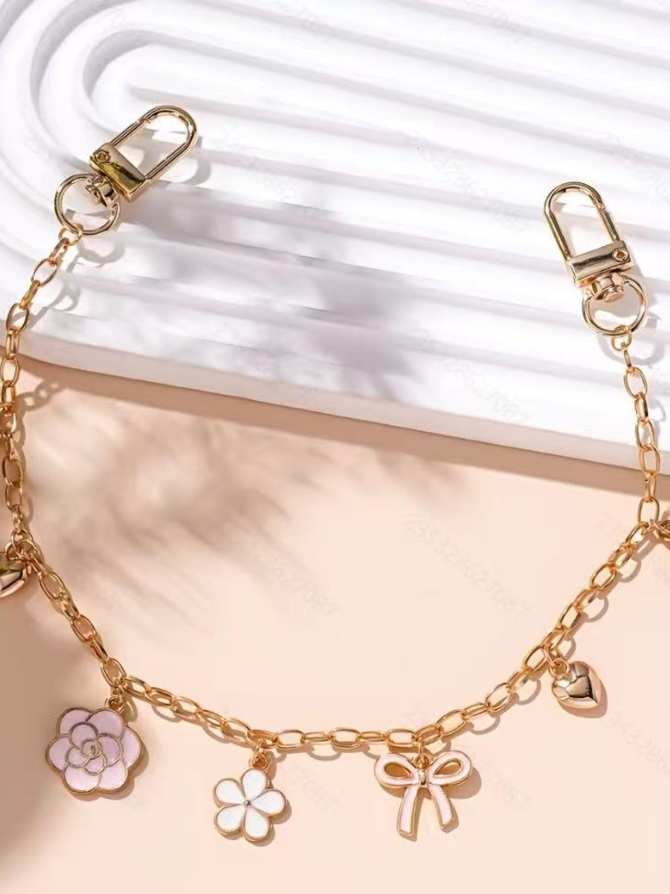 Trendy Metal Style Wallet Crossbody Bag, Versatile Oil Drop Flower Pearl Design, Chain Strap Accessory, Perfect for Everyday Use