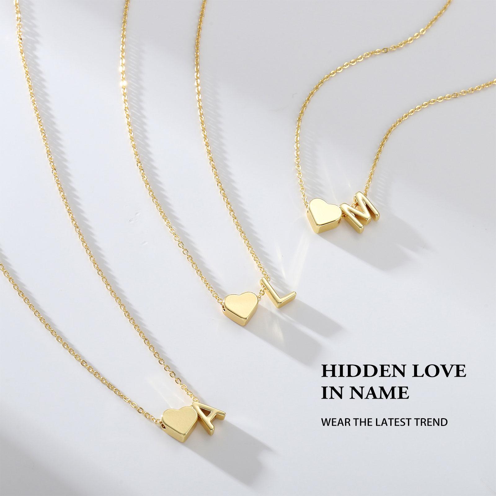 Tiny Heart Initial Necklace Letter A–Z Pendant, Personalized Name Tag Necklace, Birthday & Christmas Gift for Women and Girls