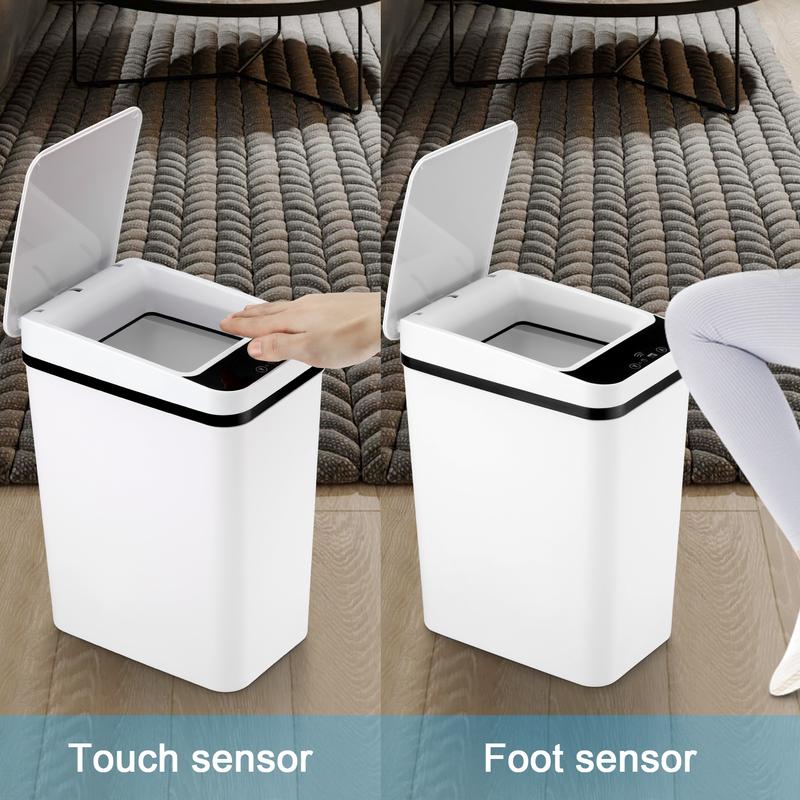 Automatic Touchless Garbage Can 12L Small Motion Sensor Smart Trash Bin for Bedroom Bathroom Office Living Room Kitchen Home Household Suppliers - Restroom