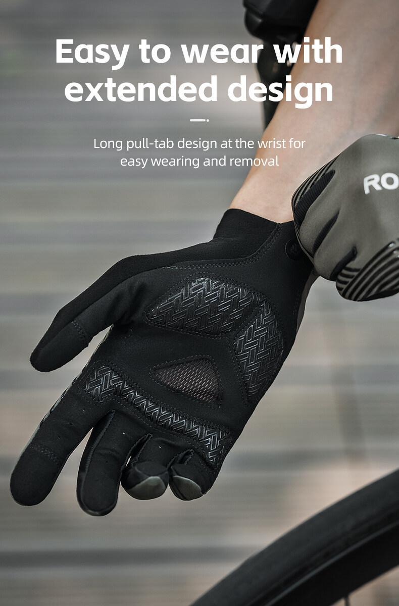 ROCKBROS Cycling Gloves Mountain Bike Gloves Anti-Slip Full Finger Bike Gloves SBR Pad Shock-Absorbing MTB Road Bike Gloves for Riding Running Hiking Outdoor Sports