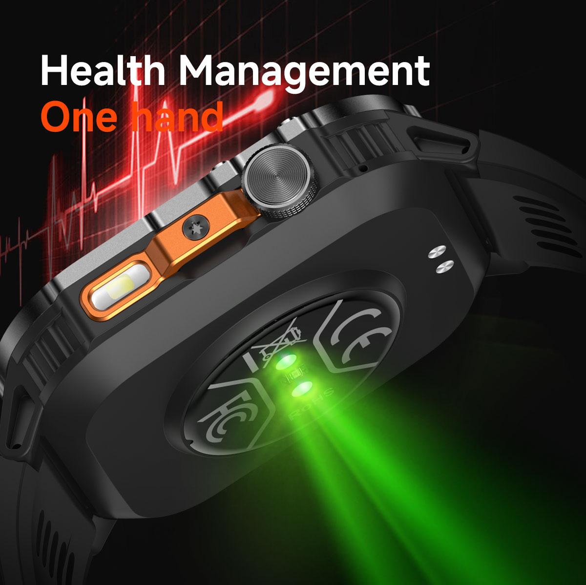 HT46 Outdoor Smart Watch Bluetooth Calling Heart Rate Sleep Blood Oxygen Monitor LED Light for Cycling Hiking Camping