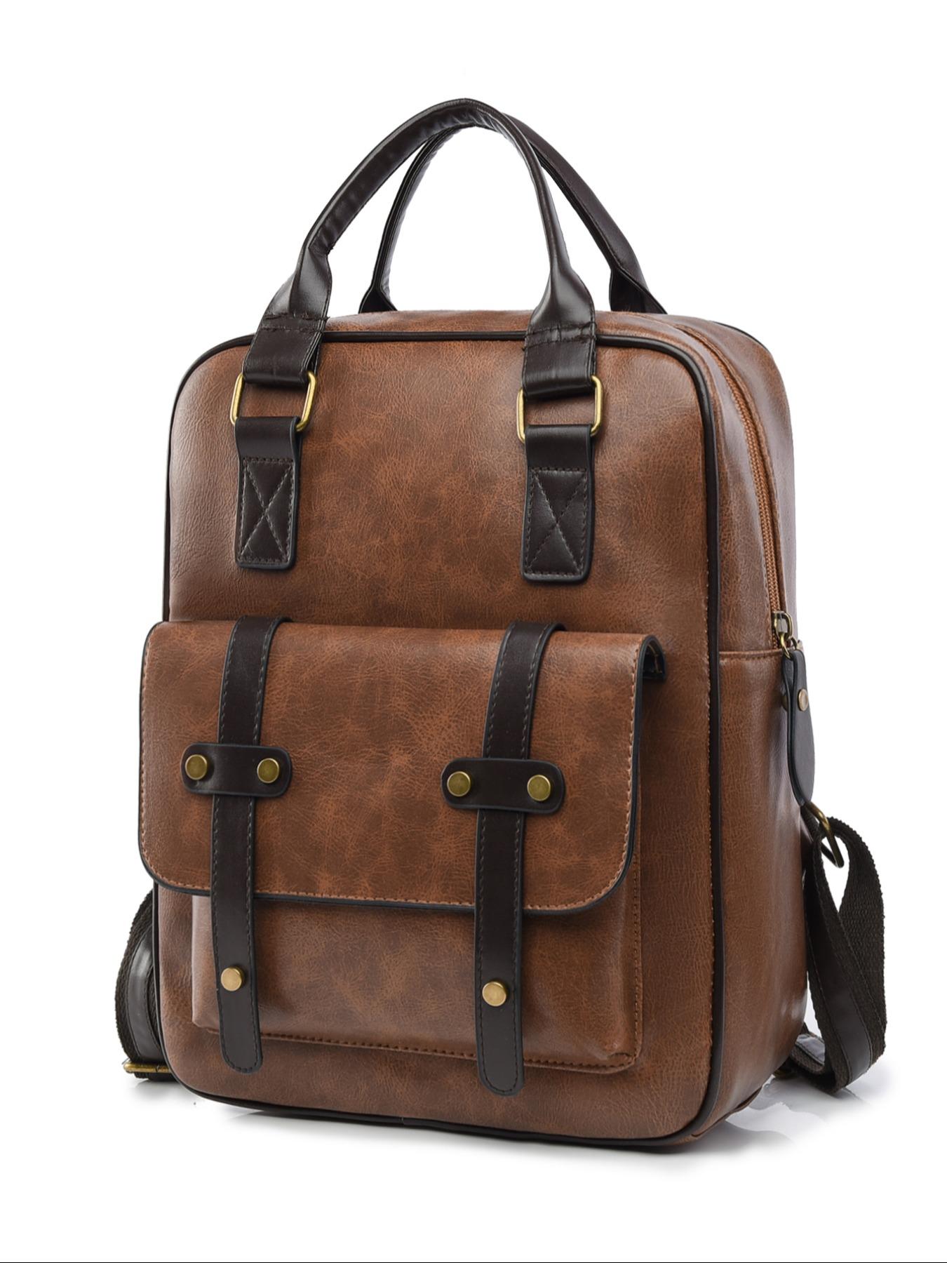 1 Piece Solid Color Backpack with Adjustable Strap, Fashionable Large Capacity School Bag for Women & Girls, Vintage Backpack Bag for Commuters and Students
