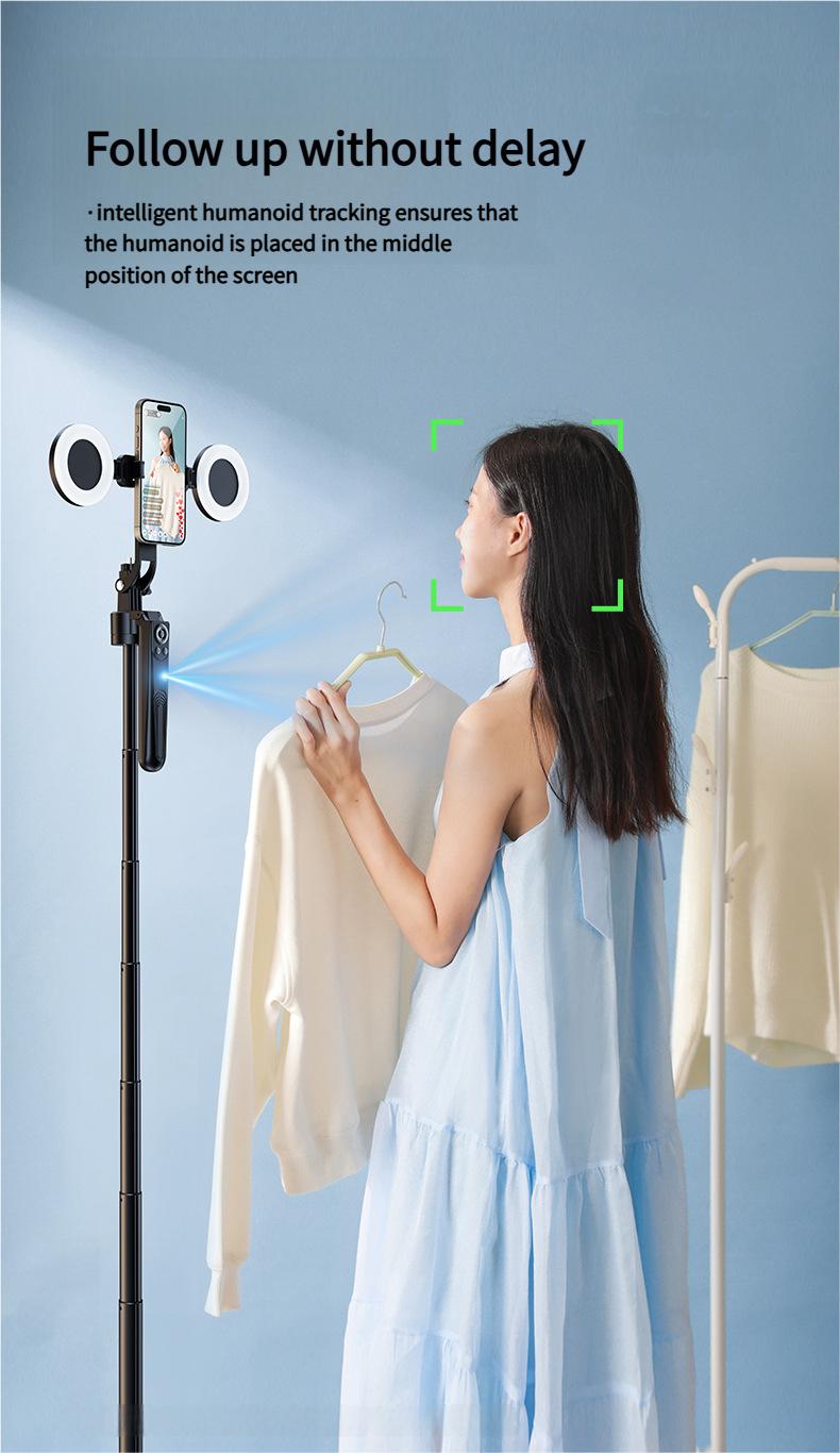 70" Smart AI Facial Recognition Phone Tripod,360 Rotation Travel Selfie Stick Stand,Face Tracking Phone Tripod with Light and Remote, Selfie Stick for Video Recording & TikTok Live Streaming & Content Creator