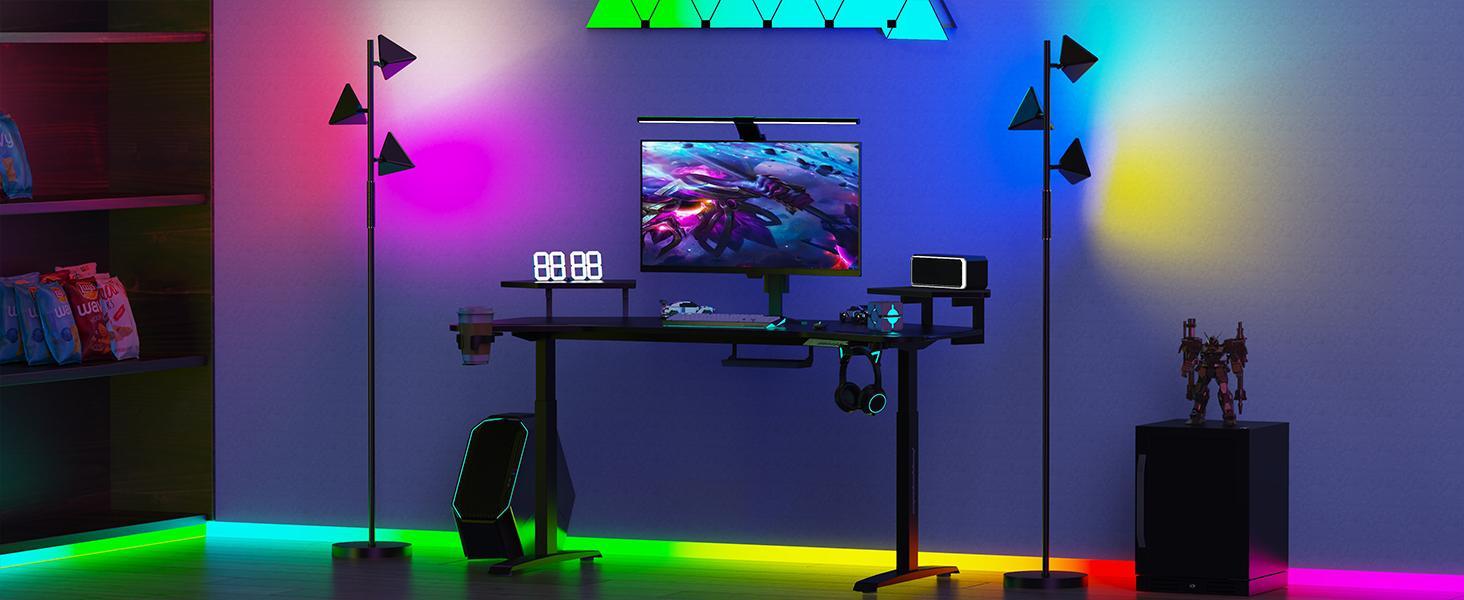 CuLiDing RGB Floor Lamp, 36W Stepless Dimmable LED Tall Standing Lamp with Touch and Remote Control, 4 Color Temperatures, 3 Rotatable Light