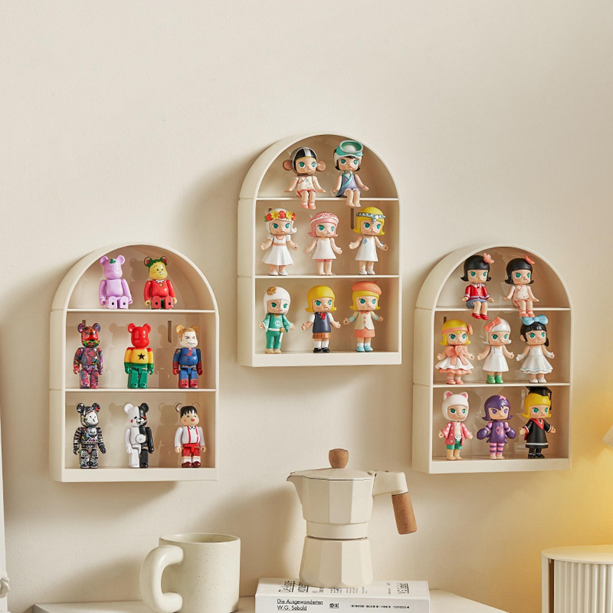Wall-Mounted Handheld Figure Storage Display Rack, Arch Shaped Racks, Wall-Hanging Desktop Organizer, Three-Tier Separation, Suitable for Mini Figures