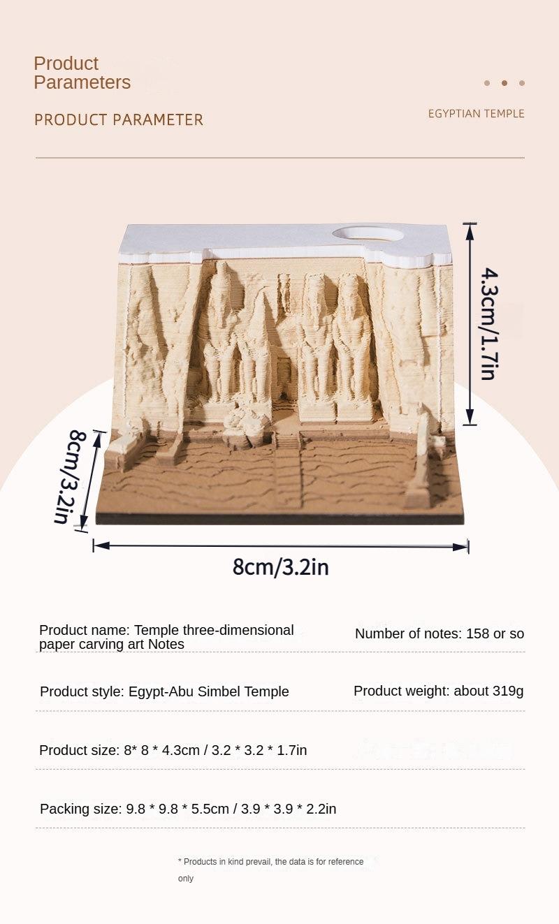 3D Egyptian Temple Calendar, Hand-Torn Paper Sculpture, Magical Art Desktop Ornament, Tear-Off Notepad & Memo Pad, Creative Gift for Home/Office, Perfect Birthday/Christmas/New Year Gift