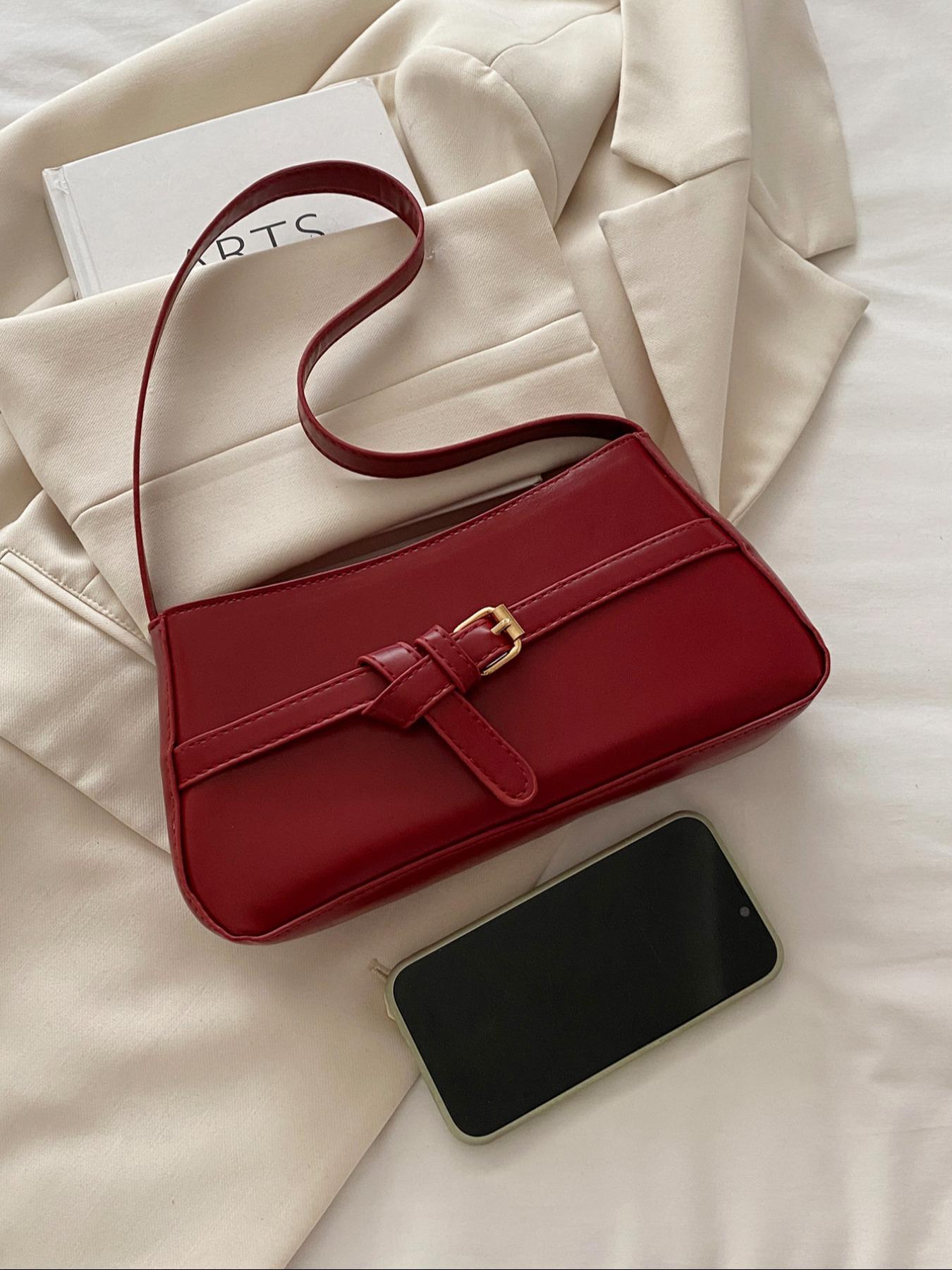 Elegant Women's Shoulder Bag with Belt Decoration, Casual Fashion Crossbody/shoulder Bag, Ideal Gift for Daily Use, Versatile Design, Crossbody Clutch Purse, Everyday Shoulder Bag