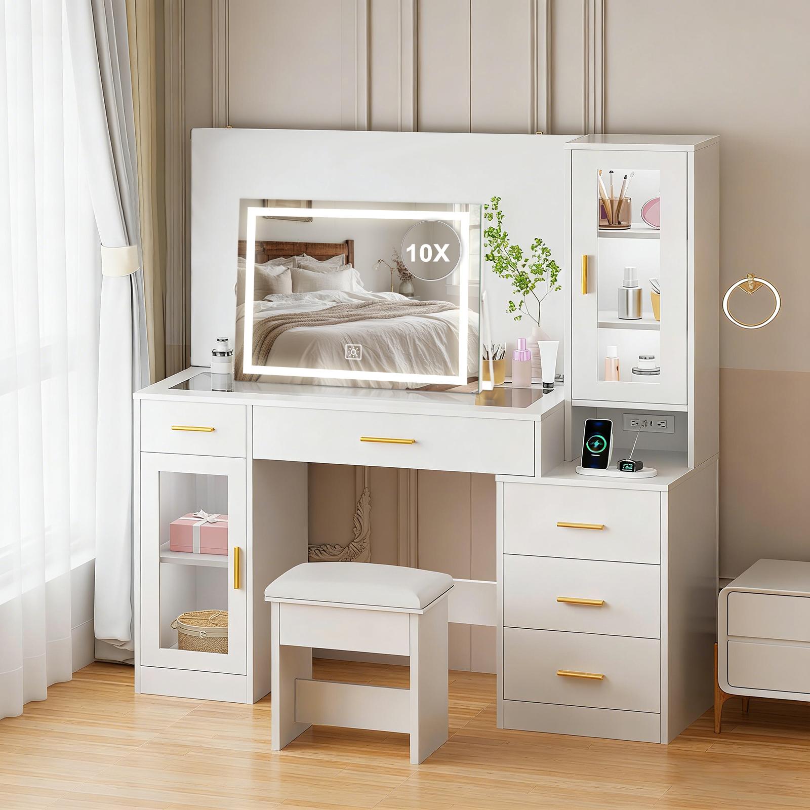 Smart LED Vanity Mirror with Lights – Lighted Makeup Mirror with Detachable 10X Magnification, 3 Color Modes & Stepless Dimming, 360° Rotation – Perfect for Women & Girls – Wedding & Birthday Gift