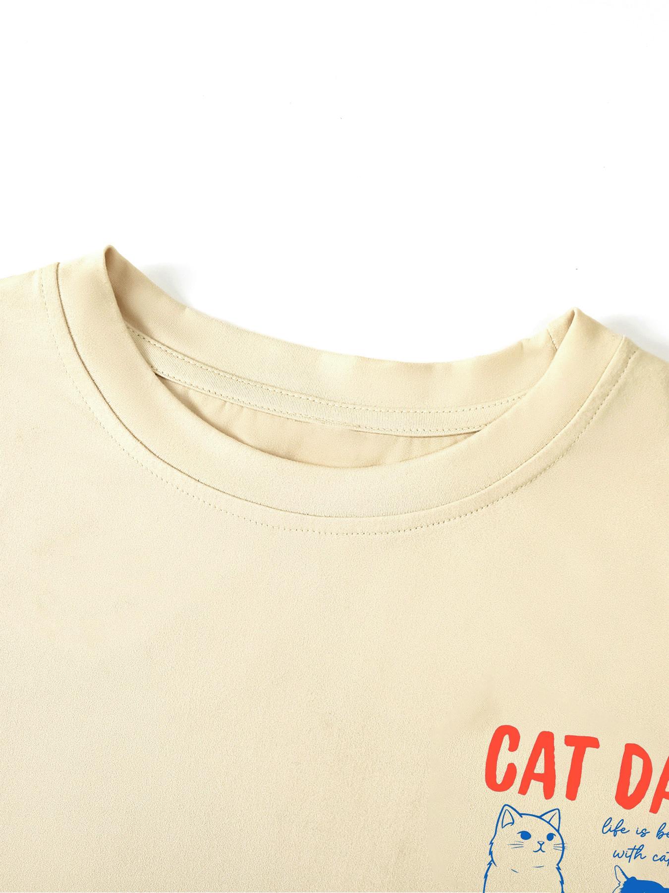 Apex Outpost 1 Piece Men's Cat Dad Club T-Shirt, Oversized Fit With Bold Text & Cool Cat Illustrations For Pet Lovers And Casual Everyday Wear