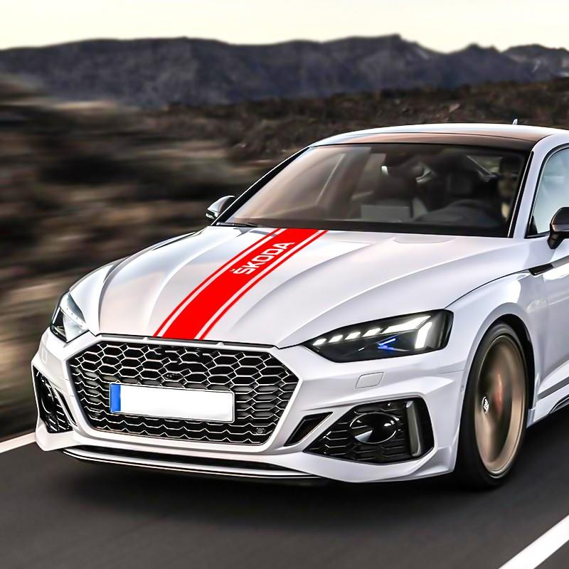 Skoda Car Model Specific Hood Decal Sticker, Classic Logo, Thin Film Material, Non-Damaging Original Paint Accessory, Car Decals