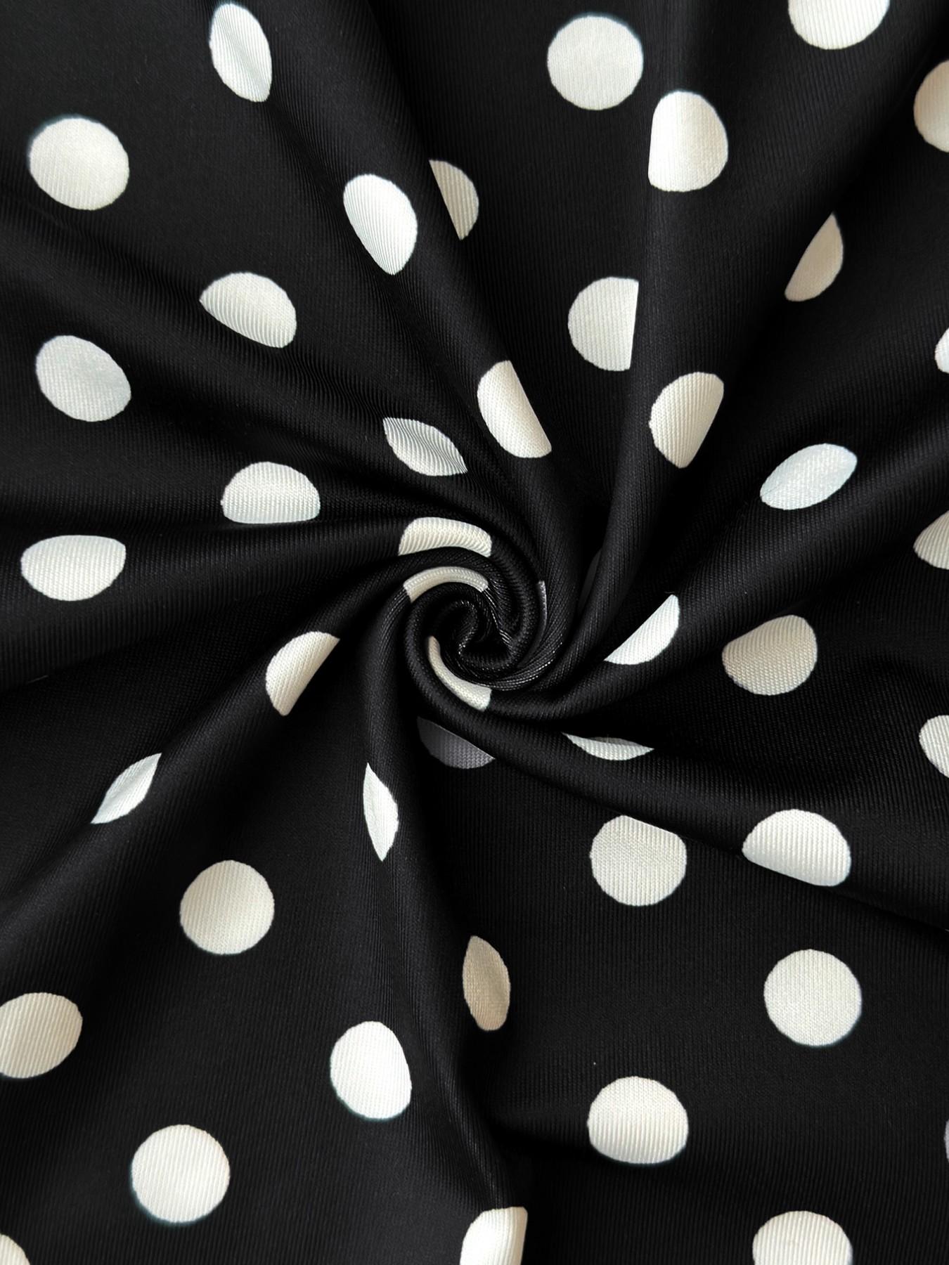 Black White Polka Dot Deep Plunge Bodysuit Women Lace Trim Spaghetti Strap Slim Fit One Piece Teddy Deep V Neck Stretch Bodycon Y2K Sexy Going Out Clubwear Lingerie Inspired Sleeveless Fashion Top Casual Streetwear Bodysuit